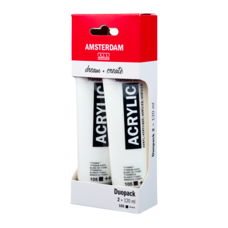 AMSTERDAM AKRILNA BOJA SET 2X120ML TITAN BIJELA